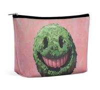 TKJMCSW Green Smiley Face Cosmetic Bags for Women Men Waterproof Travel Toiletry Bag Large Capacity Makeup Bags PU Leather Cute Makeup Pouch Protable Travel Bag for Toiletries