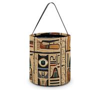 TKJMCSW Halloween Trick Or Treat Bucket Ancient Egyptian Hieroglyph Candy Bag with Handle Reusable Goodie Basket Tote Large Snack Grocery Party Favors Supplies