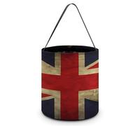TKJMCSW Halloween Trick Or Treat Bucket British Flag Candy Bag with Handle Reusable Goodie Basket Tote Large Snack Grocery Party Favors Supplies