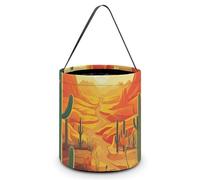 TKJMCSW Halloween Trick Or Treat Bucket Cactus at Sunset Candy Bag with Handle Reusable Goodie Basket Tote Large Snack Grocery Party Favors Supplies