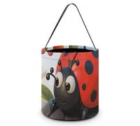 TKJMCSW Halloween Trick Or Treat Bucket Cartoon Ladybug Flower Candy Bag with Handle Reusable Goodie Basket Tote Large Snack Grocery Party Favors Supplies