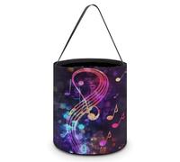 TKJMCSW Halloween Trick Or Treat Bucket Colorful Galaxy Music Candy Bag with Handle Reusable Goodie Basket Tote Large Snack Grocery Party Favors Supplies