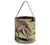 TKJMCSW Halloween Trick Or Treat Bucket Dinosaur Jungle Candy Bag with Handle Reusable Goodie Basket Tote Large Snack Grocery Party Favors Supplies