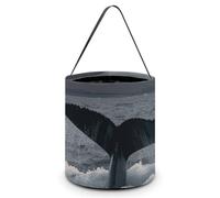TKJMCSW Halloween Trick Or Treat Bucket Humpback Whale Tail Ocean Candy Bag with Handle Reusable Goodie Basket Tote Large Snack Grocery Party Favors Supplies