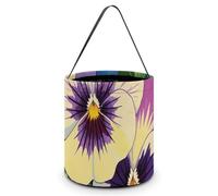TKJMCSW Halloween Trick Or Treat Bucket Pansy Perfection Print Candy Bag with Handle Reusable Goodie Basket Tote Large Snack Grocery Party Favors Supplies