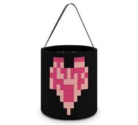 TKJMCSW Halloween Trick Or Treat Bucket Pixel Shaped Heart Candy Bag with Handle Reusable Goodie Basket Tote Large Snack Grocery Party Favors Supplies