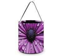 TKJMCSW Halloween Trick Or Treat Bucket Purple Daisy Candy Bag with Handle Reusable Goodie Basket Tote Large Snack Grocery Party Favors Supplies