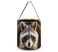 TKJMCSW Halloween Trick Or Treat Bucket Raccoon in The Fall Tree Hole Candy Bag with Handle Reusable Goodie Basket Tote Large Snack Grocery Party Favors Supplies