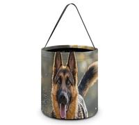 TKJMCSW Halloween Trick Or Treat Bucket Running German Shepherd Dog Candy Bag with Handle Reusable Goodie Basket Tote Large Snack Grocery Party Favors Supplies