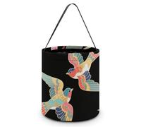 TKJMCSW Halloween Trick Or Treat Bucket Two Colorful Flying Birds Candy Bag with Handle Reusable Goodie Basket Tote Large Snack Grocery Party Favors Supplies