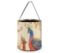 TKJMCSW Halloween Trick Or Treat Bucket Two Phoenixes in Winter Candy Bag with Handle Reusable Goodie Basket Tote Large Snack Grocery Party Favors Supplies