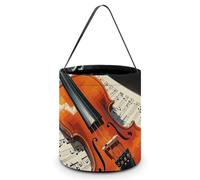 TKJMCSW Halloween Trick Or Treat Bucket Violin Sheet Music Candy Bag with Handle Reusable Goodie Basket Tote Large Snack Grocery Party Favors Supplies