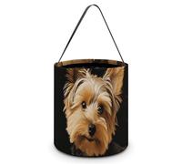 TKJMCSW Halloween Trick Or Treat Bucket Yorkshire Terrier in The Cave Candy Bag with Handle Reusable Goodie Basket Tote Large Snack Grocery Party Favors Supplies