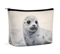 TKJMCSW Harp Seal Painting Cosmetic Bags for Women Men Waterproof Travel Toiletry Bag Large Capacity Makeup Bags PU Leather Cute Makeup Pouch Protable Travel Bag for Toiletries, white, One size