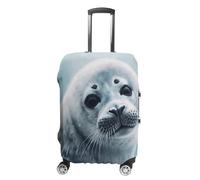 TKJMCSW Harp Seal Painting Luggage Cover Tsa Approved Suitcase Covers for Luggage Elastic Washable Suit Case Covers Anti-Scratch Travel Luggages Sleeve Suitcase Protector Fits 19-30 Inch Case(), White