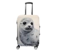 TKJMCSW Harp Seal Painting Luggage Cover Tsa Approved Suitcase Covers for Luggage Elastic Washable Suit Case Covers Anti-Scratch Travel Luggages Sleeve Suitcase Protector Fits 19-30 Inch Case(), White