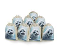 TKJMCSW Harp Seal Painting Wallpaper Drawstring Gift Bags 8PCS Muslin Bags Drawstring Bags Small Drawstring Bags Gift Bags with Drawstring Gift Wrap Bags Drawstring Drawstring Pouch