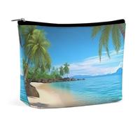 TKJMCSW Hawaiian Beach with Palm Trees Makeup Bag for Women Large Capacity Toiletry Bag Portable Make Up Organizer Cosmetics Bag Travel Bag for Cosmetic Storage Bag for Travel Work, style, One Size