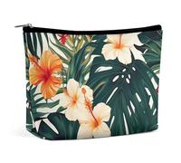TKJMCSW Hawaiian Flower Palm Leaves Cosmetic Bags for Women Men Waterproof Travel Toiletry Bag Large Capacity Makeup Bags PU Leather Cute Makeup Pouch Protable Travel Bag for Toiletries, white, One