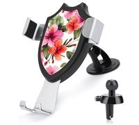 TKJMCSW Hawaiian Flower Print Car Phone Mount Universal Auto Phone Holder Adjustable Cellphone Car Mount 360° Rotation, Dashboard & Windshield & Air Vent Strong Suction Cup Phones Stand
