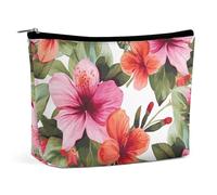 TKJMCSW Hawaiian Flower Print Cosmetic Bags for Women Men Waterproof Travel Toiletry Bag Large Capacity Makeup Bags PU Leather Cute Makeup Pouch Protable Travel Bag for Toiletries, white, One Size