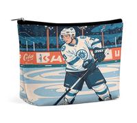 TKJMCSW Ice Hockey Print Cosmetic Bags for Women Men Waterproof Travel Toiletry Bag Large Capacity Makeup Bags PU Leather Cute Makeup Pouch Protable Travel Bag for Toiletries