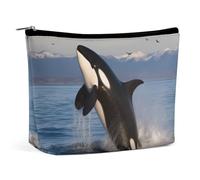TKJMCSW Killer Whale Cosmetic Bags for Women Men Waterproof Travel Toiletry Bag Large Capacity Makeup Bags PU Leather Cute Makeup Pouch Protable Travel Bag for Toiletries