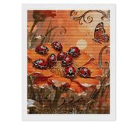 TKJMCSW Ladybug Marigold Bloom 5D Diamond Painting Kits for Adults Beginner DIY Round Full Drill Diamond Dots Paintings Paint with Diamonds Crafts Kits Gem Art for Home Wall Decor Gift 16"x20"