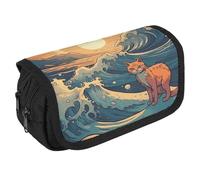 TKJMCSW Large Capacity Pencil Case Zippered Anime Style Cat Pencil Pouch Multifunctional Pen Case with 3 Compartment Adult Fabric Makeup Bag for Women Men Storage Organizer for Office Supply