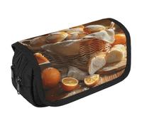 TKJMCSW Large Capacity Pencil Case Zippered Basket of Bread Pencil Pouch Multifunctional Pen Case with 3 Compartment Adult Fabric Makeup Bag for Women Men Storage Organizer for Office Supply