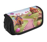 TKJMCSW Large Capacity Pencil Case Zippered Candy Land Pencil Pouch Multifunctional Pen Case with 3 Compartment Adult Fabric Makeup Bag for Women Men Storage Organizer for Office Supply