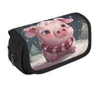 TKJMCSW Large Capacity Pencil Case Zippered Christmas Tree Piggy Pencil Pouch Multifunctional Pen Case with 3 Compartment Adult Fabric Makeup Bag for Women Men Storage Organizer for Office Supply