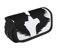 TKJMCSW Large Capacity Pencil Case Zippered Couple Face Silhouette Pencil Pouch Multifunctional Pen Case with 3 Compartment Adult Fabric Makeup Bag for Women Men Storage Organizer for Office Supply