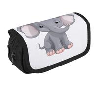 TKJMCSW Large Capacity Pencil Case Zippered Cute Cartoon Elephant Pencil Pouch Multifunctional Pen Case with 3 Compartment Adult Fabric Makeup Bag for Women Men Storage Organizer for Office Supply