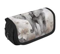 TKJMCSW Large Capacity Pencil Case Zippered Cute Elephant Pencil Pouch Multifunctional Pen Case with 3 Compartment Adult Fabric Makeup Bag for Women Men Storage Organizer for Office Supply