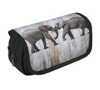 TKJMCSW Large Capacity Pencil Case Zippered Elephant on Wood Pencil Pouch Multifunctional Pen Case with 3 Compartment Adult Fabric Pen Bag for Women Men Portable Office Stationery Storage Organizer