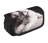 TKJMCSW Large Capacity Pencil Case Zippered French Poodle Pencil Pouch Multifunctional Pen Case with 3 Compartment Adult Fabric Makeup Bag for Women Men Storage Organizer for Office Supply