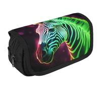 TKJMCSW Large Capacity Pencil Case Zippered Glowing Zebra Pencil Pouch Multifunctional Pen Case with 3 Compartment Adult Fabric Makeup Bag for Women Men Storage Organizer for Office Supply