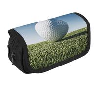 TKJMCSW Large Capacity Pencil Case Zippered Golf Ball Pencil Pouch Multifunctional Pen Case with 3 Compartment Adult Fabric Pen Bag for Women Men Portable Office Stationery Storage Organizer