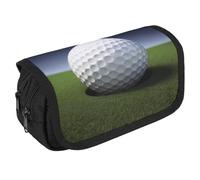 TKJMCSW Large Capacity Pencil Case Zippered Golf Ball Pencil Pouch Multifunctional Pen Case with 3 Compartment Adult Fabric Pen Bag for Women Men Portable Office Stationery Storage Organizer