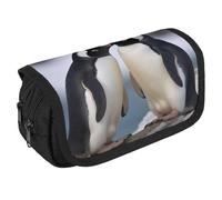 TKJMCSW Large Capacity Pencil Case Zippered I Love Penguins Pencil Pouch Multifunctional Pen Case with 3 Compartment Adult Fabric Makeup Bag for Women Men Storage Organizer for Office Supply