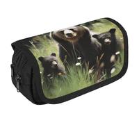 TKJMCSW Large Capacity Pencil Case Zippered Mama Bear Pencil Pouch Multifunctional Pen Case with 3 Compartment Adult Fabric Makeup Bag for Women Men Storage Organizer for Office Supply