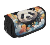 TKJMCSW Large Capacity Pencil Case Zippered Rainbow Cartoon Panda Pencil Pouch Multifunctional Pen Case with 3 Compartment Adult Fabric Makeup Bag for Women Men Storage Organizer for Office Supply