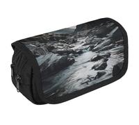 TKJMCSW Large Capacity Pencil Case Zippered River And Gray Rocks Pencil Pouch Multifunctional Pen Case with 3 Compartment Adult Fabric Makeup Bag for Women Men Storage Organizer for Office Supply