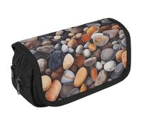 TKJMCSW Large Capacity Pencil Case Zippered Rocks And Pebbles Pencil Pouch Multifunctional Pen Case with 3 Compartment Adult Fabric Makeup Bag for Women Men Storage Organizer for Office Supply