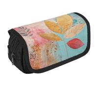 TKJMCSW Large Capacity Pencil Case Zippered With Peach Leaves Pencil Pouch Multifunctional Pen Case with 3 Compartment Adult Fabric Makeup Bag for Women Men Storage Organizer for Office Supply