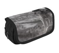 TKJMCSW Large Capacity Pencil Case Zippered Wolf On The Grass Pencil Pouch Multifunctional Pen Case with 3 Compartment Adult Fabric Makeup Bag for Women Men Storage Organizer for Office Supply