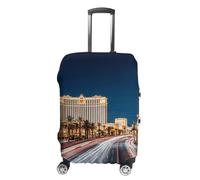 TKJMCSW Las Vegas Night Luggage Cover Tsa Approved Suitcase Covers for Luggage Elastic Washable Suit Case Covers Anti-Scratch Travel Luggages Sleeve Suitcase Protector Fits 19-30 Inch Case(), White