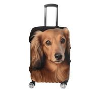TKJMCSW Long Haired Dachshund Luggage Cover Tsa Approved Suitcase Covers for Luggage Elastic Washable Suit Case Covers Anti-Scratch Travel Luggages Sleeve Suitcase Protector Fits 19-30 Inch Case