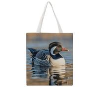 TKJMCSW Loon Nature Birds Canvas Tote Bag for Women with Handles Reusable Grocery Cloth Bag Foldable Tote Purse Travel Casual Everyday Shoulder Bags Shopping Handbag for Teacher Nurse Gift